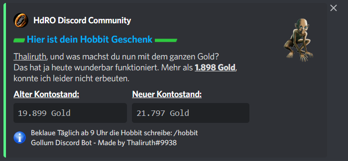 hobbit gold belohnung