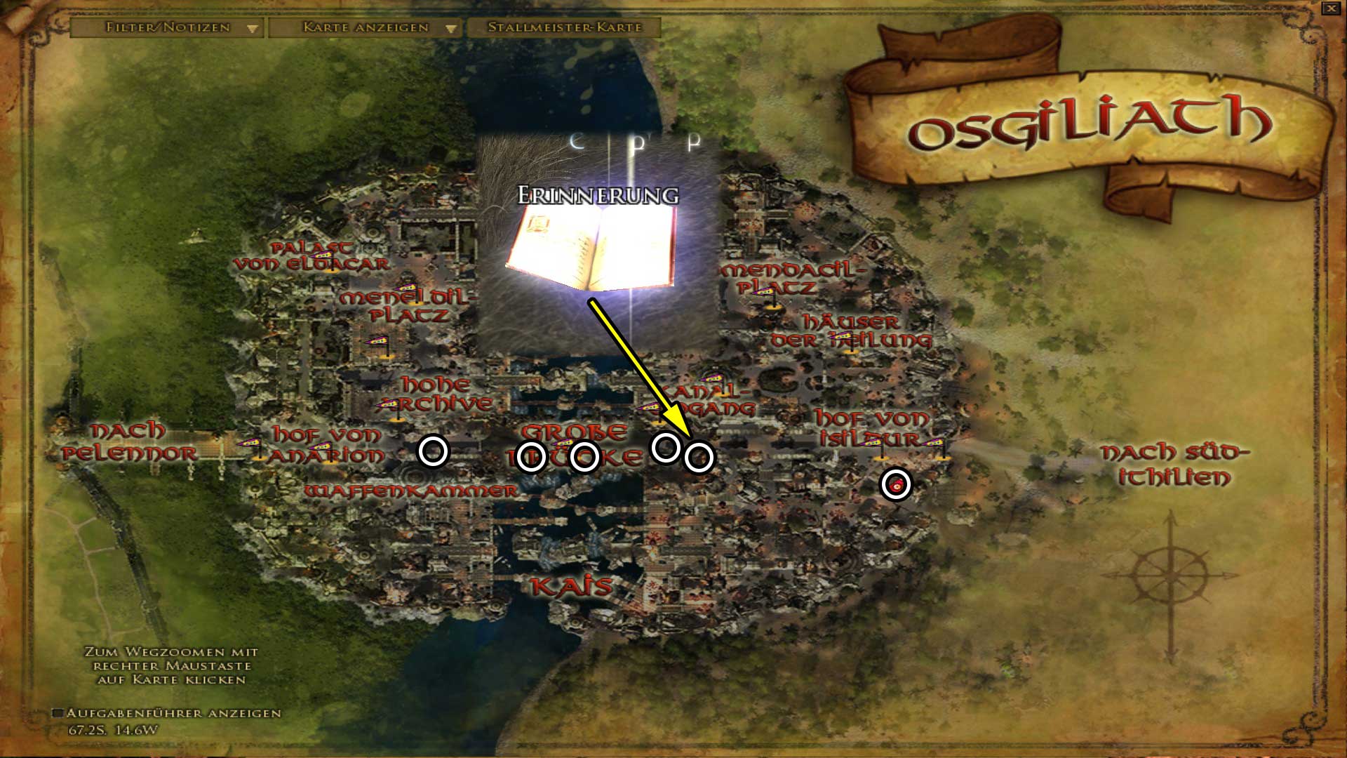 Erinnerungen in Osgiliath (Karte anklicken zum vergrößern)